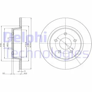 Гальмівний диск зад. C-Max II 10-/Kuga II 12-/Connect 13- (280x51mm) DELPHI BG4533C (фото 1)