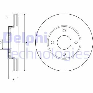 Комплект гальмівних дисків (2 шт) передн лів/прав FORD FIESTA VII 1.0-1.5D 05.17- DELPHI BG4953C