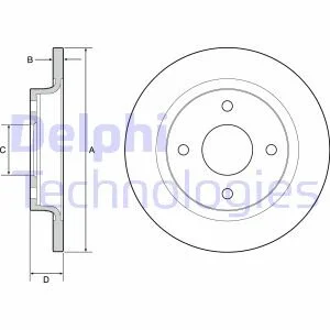 Комплект гальмівних дисків (2 шт) задн лів/прав FORD FIESTA VII 1.0-1.5D 05.17- DELPHI BG4954C