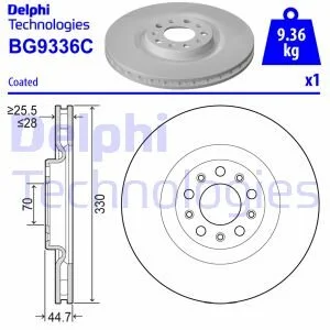 ALFA ROMEO Гальмівний диск передн. GIULIA 2.0, 2.2 16-, STELVIO 2.2 16- DELPHI BG9336C