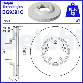 Диск гальмівний DELPHI BG9391C