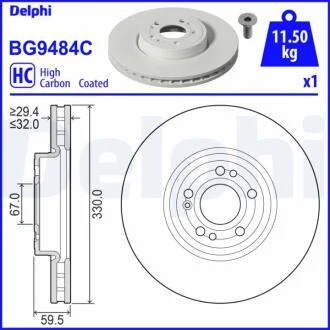 DB Гальмівний диск передн. GLE (V167) DELPHI BG9484C