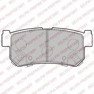 Комплект гальмівних колодок задн, SSANGYONG ACTYON I, ACTYON SPORTS I, ACTYON SPORTS II, KORANDO, KYRON, MUSSO, MUSSO SPORTS, REXTON / REXTON II, REXTON W / REXTON, RODIUS II 2.0D-3.2 06.96- DELPHI LP2127 (фото 1)