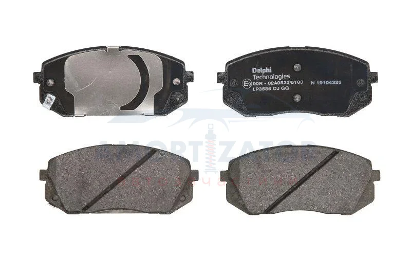 Комплект гальмівних колодок передн, HYUNDAI I40 I, I40 I CW, IX35, KONA, SONATA VII, TUCSON, TUCSON/SUV KIA NIRO I, OPTIMA, PROCEED, SOUL II, SPORTAGE III, SPORTAGE IV 1.6-Electric 08.09- DELPHI LP3535 (фото 1)