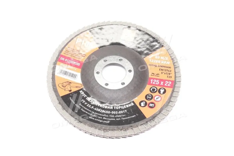 Круг пелюстковий торцевий ДК 125*22 (P 100) (A,N) T29 <ДК> Dk-дорожня карта DK612529100 (фото 1)