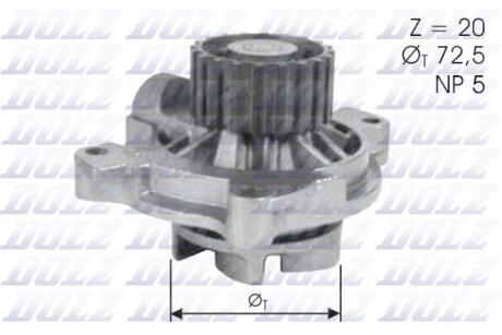 VW помпа води Audi 100 2.4D,2.5TDI 91- DOLZ A-180