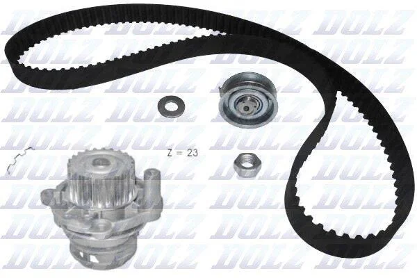 AUDI К-т ГРМ (помпа + ремінь + ролик + кріплення) 1,6 A3/A4 VW Golf IV 1,6/2,0 SKODA 1,6/2,0 SEAT DOLZ KD050 (фото 1)