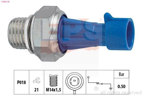 FIAT датчик тиску мастила Palio 0.9I 98-,Citroen Jumper 3.0HDi 06- EPS 1.800.143