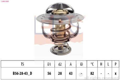 TOYOTA термостат (Made in Italy!) Avensis,Camry,Rav 4 III,Mitsubishi Lancer X,Outlander III,Nissan,Volvo EPS 1.880.399S