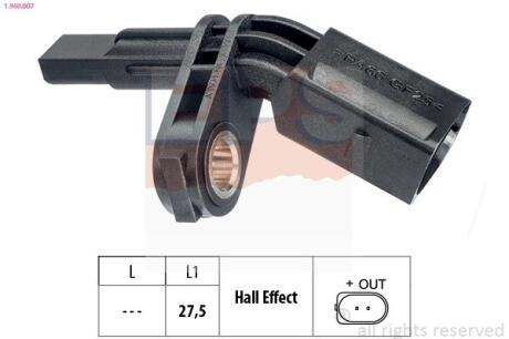 VW датчик ABS передн.лів.Golf,Passat,T5,Skoda Octavia,Seat,Audi EPS 1.960.007