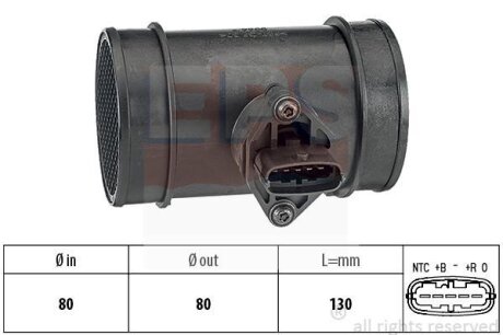 ISUZU Витратомір повітря D-MAX I (TFR, TFS) 2.5 DiTD (TFR86_, TFR54_) 02-12 EPS 1.991.445