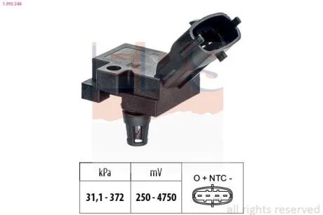 Датчик тиску повітря в впускному коллекторі Volvo S60/S80/V60/XC70/XC70 EPS 1.993.248