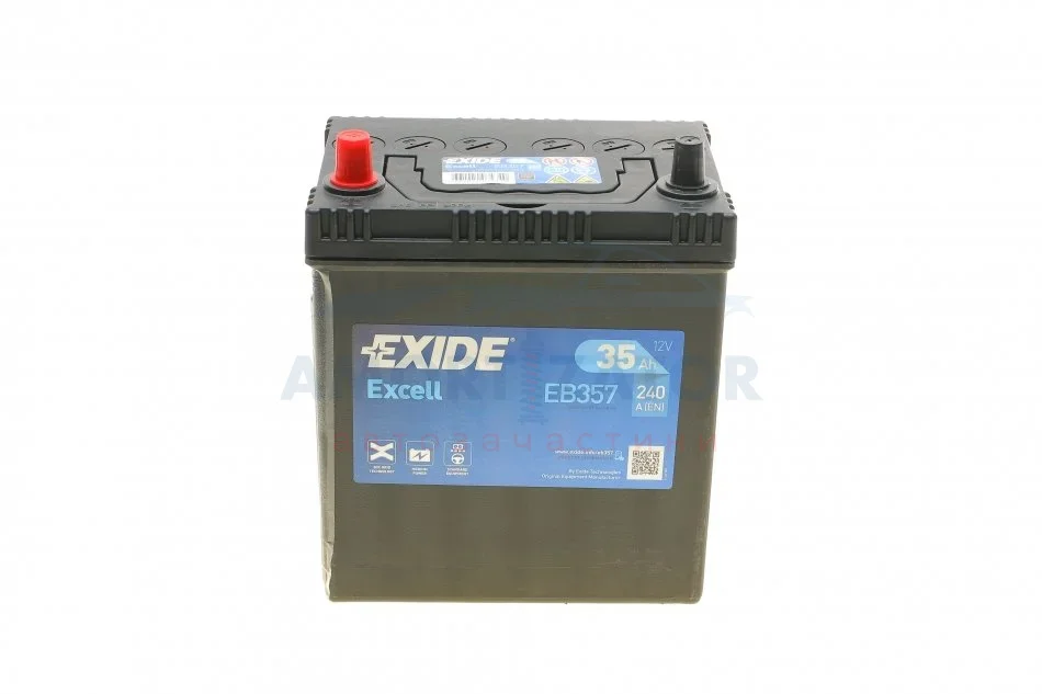 Акумулятор 12V/35Ah/240 (L+) (187х127х220) EXIDE EB357 (фото 1)