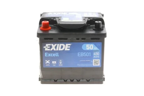 Акумулятор 12V/50Ah/450 (L+) (207х175х190) EXIDE EB501