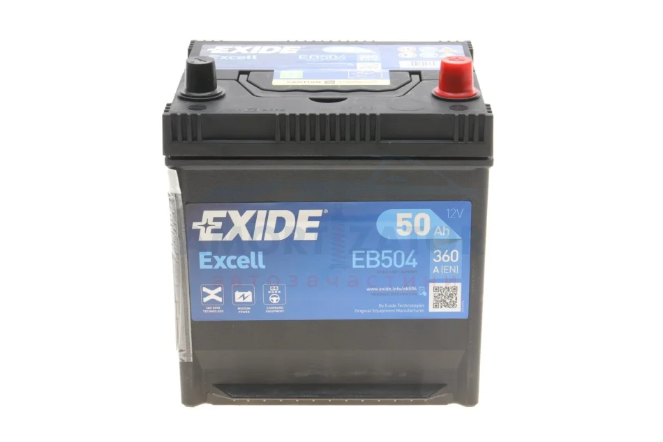 Акумулятор 12V/50Ah/360 (R+) (200х173х222) EXIDE EB504 (фото 1)
