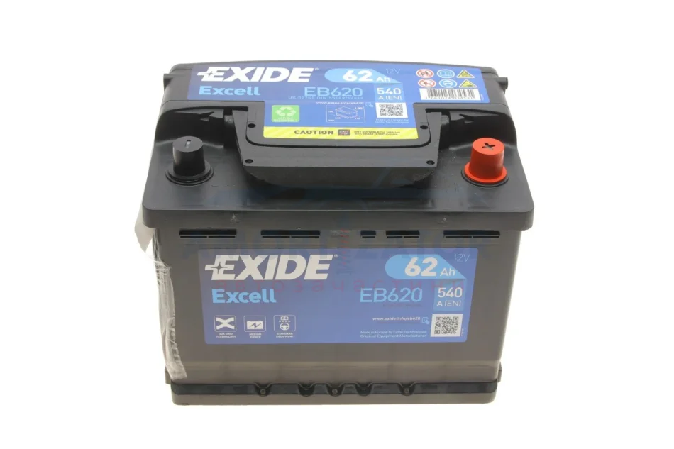 Батарея акумуляторна Exide Excell 12В 62Аг 540А(EN) R+ EXIDE EB620 (фото 1)