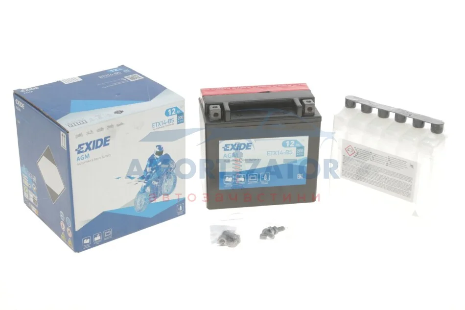 Акумулятор мото AGM 12V/12Ah/200 (150x90x145) EXIDE ETX14BS (фото 1)