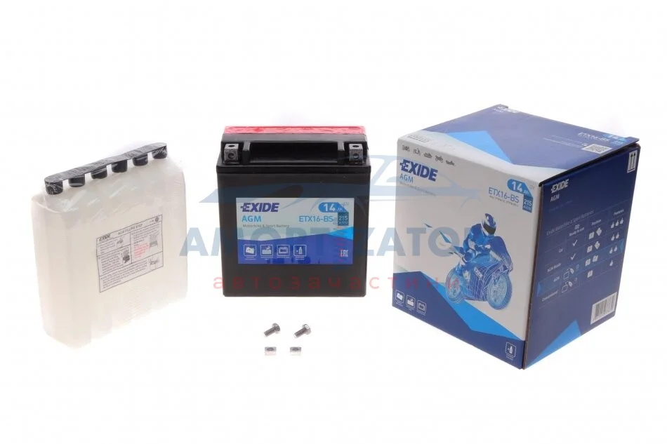 Акумулятор мото AGM 12V/14Ah/215 (150x90x160) EXIDE ETX16BS (фото 1)