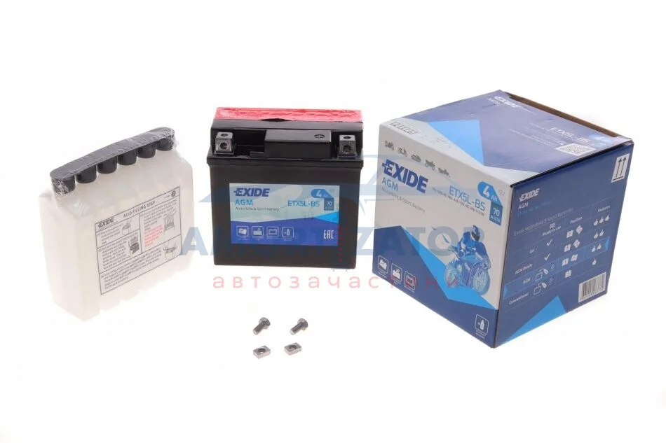 Акумулятор мото AGM 12V/4Ah/70 (115x70x105) EXIDE ETX5LBS (фото 1)