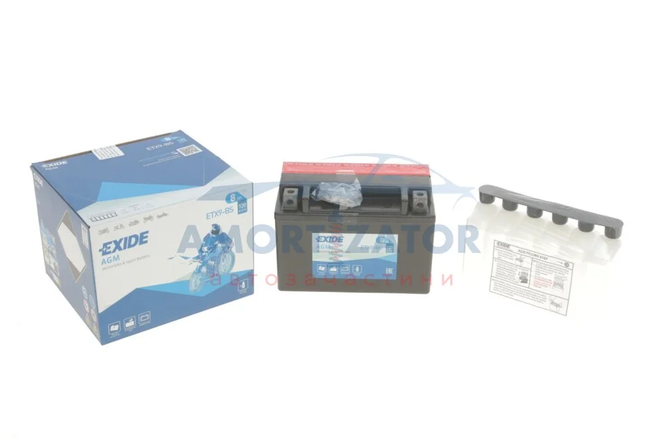 Акумулятор мото AGM 12V/8Ah/120 (150x90x105) EXIDE ETX9BS (фото 1)