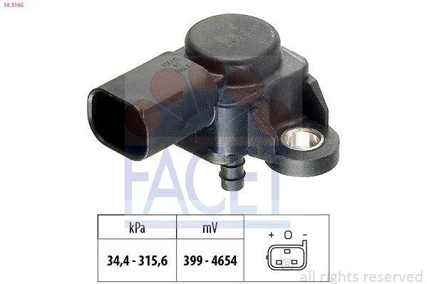 Датчик тиску повітря, регулювання висоти FACET 10.3165 (фото 1)