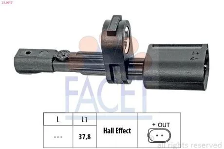Датчик, кількість обертів колеса FACET 210017