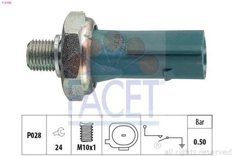 Датчик тиску оливи FACET 7.0196