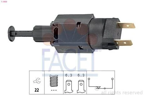 Датчик стоп-сигналу Opel Kadett E 84-/Vectra B 95- FACET 7.1050