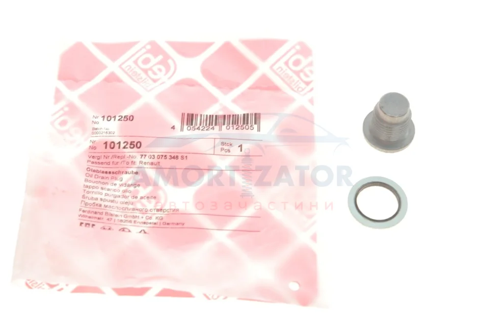 Пробка зливу мастила з ущільненням FEBI BILSTEIN 101250 (фото 1)