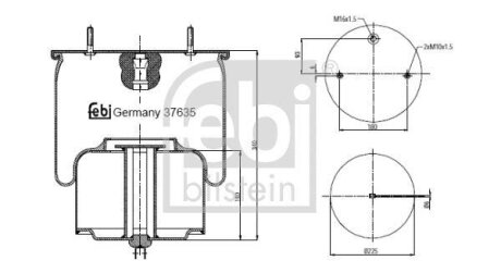 Пневмоподушка передн (діаметр: 227/258мм) VOLVO FH12, FM10, FM12, FM7, FM9 08.93- FEBI BILSTEIN 37635