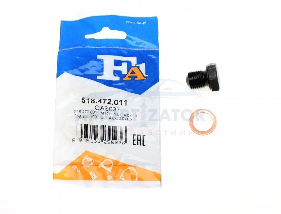 Пробка піддону + ущільнювач FA1 Fischer Automotive One (FA1) 518.472.011 (фото 1)