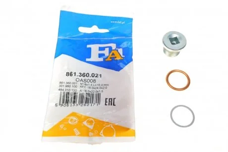 Пробка піддону + ущільнювач FA1 Fischer Automotive One (FA1) 861.360.021