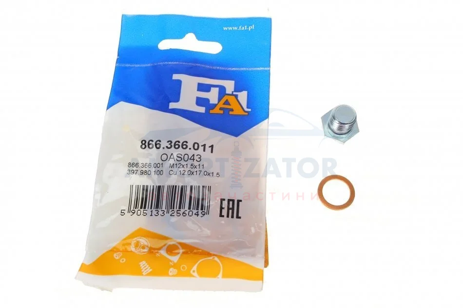 Пробка піддону + ущільнювач FA1 Fischer Automotive One (FA1) 866.366.011 (фото 1)