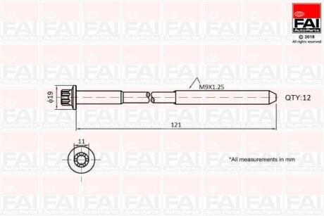 Гвинт ГБЦ к-кт OPEL ASTRA 1.4 09-20, INSIGNIA 1.4 11-17, ZAFIRA 1.4 11- CHEVROLET CRUZE 1.4 11- Fischer Automotive One (FA1) B1630