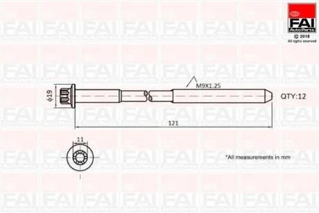 Гвинт ГБЦ к-кт OPEL ASTRA 1.4 09-20, INSIGNIA 1.4 11-17, ZAFIRA 1.4 11- CHEVROLET CRUZE 1.4 11- Fischer Automotive One (FA1) B1630
