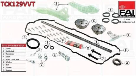 Комплект ланцюгів привода Fischer Automotive One (FA1) TCK129VVT