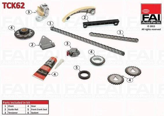 Комплект ланцюгів привода Fischer Automotive One (FA1) TCK62 (фото 1)