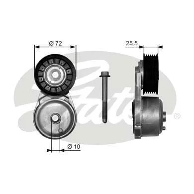Натягувач поліклинового ременя CADILLAC ESCALADE CHEVROLET BLAZER S10, C1500, C2500, C3500, C-K, EXPRESS, EXPRESS 1500, EXPRESS 2500, EXPRESS 3500, K1500, K2500, S10, SILVERADO 1500 4.3/5.7 09.87- GATES T38103 (фото 1)