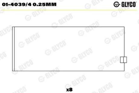 Вкладиш шатунний GLYCO 014039/4 0.25MM