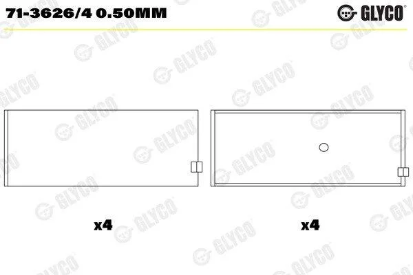 Комплект вкладишів двигуна GLYCO 713626/4 0.50MM (фото 1)
