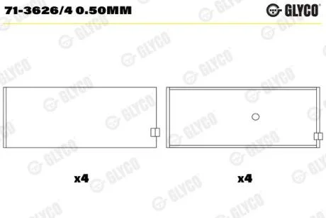Комплект вкладишів двигуна GLYCO 713626/4 0.50MM