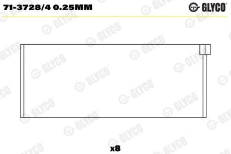 Комплект вкладишів двигуна GLYCO 713728/4 0.25MM