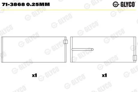Вкладиш шатунний GLYCO 713868 0.25MM