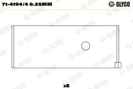 Вкладиші шатунні, комплект (+0,25) HYUNDAI GALLOPER I, GALLOPER II, GRACE, H-1, H-1 / STAREX, H100, PORTER, TERRACAN KIA K2500, PREGIO MAZDA B-SERIE MITSUBISHI GALANT IV 2.3D/2.5D/2.6 09.80- GLYCO 7141944025MM