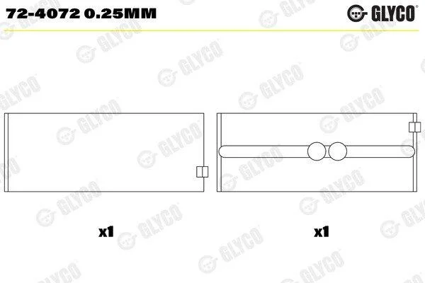 Підшипник колінчатого вала GLYCO 724072 0.25MM (фото 1)