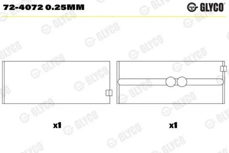 Підшипник колінчатого вала GLYCO 724072 0.25MM