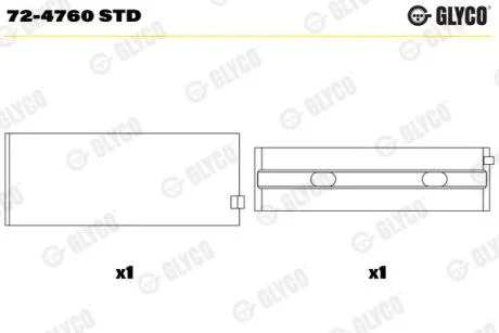 Підшипник колінчатого вала GLYCO 724760 STD