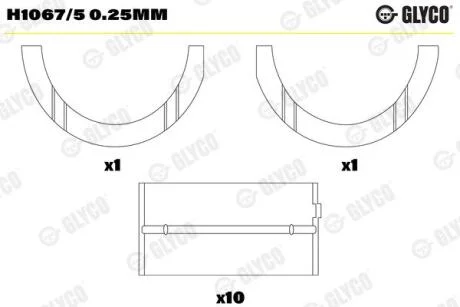 Вкладиші корінні (к-кт) GLYCO H1067/5 0.25MM