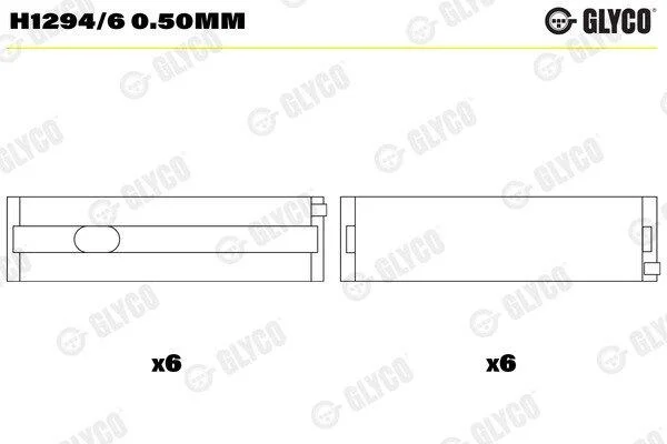 Вкладиші корінні (к-кт) GLYCO H1294/6 0.50MM (фото 1)
