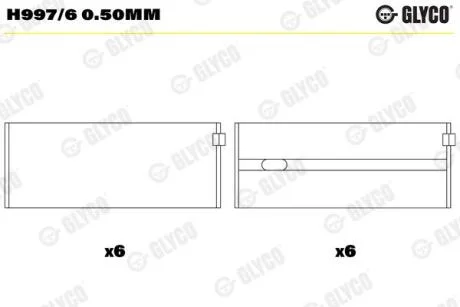 Комплект вкладишів двигуна GLYCO H997/6 0.50MM